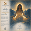 Illustration zu Mono Silizium (Si): Meditierende Frau mit leuchtenden, feinen Lichtstrukturen im Körper in Blau-Gold-Tönen als Symbol für Verbundenheit, natürliche Ordnung und Harmonie.