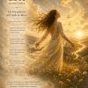 Illustration zu Mono Zink (Zn): Eine Frau steht im goldenen Morgenlicht und öffnet sich mit Leichtigkeit dem Leben. Wind, Licht und fließende Bewegung symbolisieren Gelassenheit, Lebensfreude und neue Ideen.