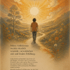 Mono Gold (Au) – illustratives Affirmationsbild mit einer Person auf dem Weg zur Sonne und der Affirmation „Meine Ambitionen werden deutlich verstärkt, verwirklichen sich und finden Erfüllung.“